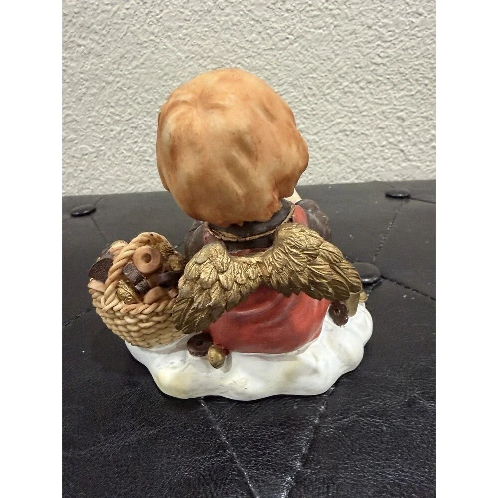 Angel Christmas Figurines Set of 2 Hand Painted Ceramic Holiday Decor